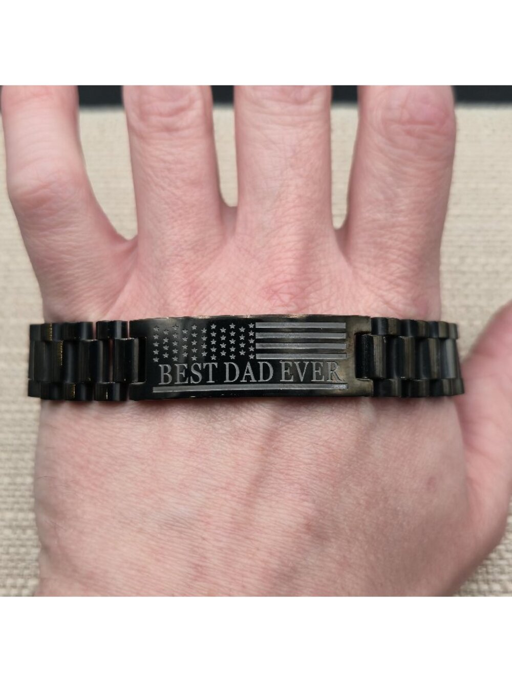 8.5 Inch Stainless Steel American Flag Best Dad Ever Bracelet B1465